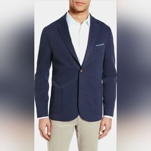 Eleventy 100% Cotton Soft Unstructured Blazer Blue Geo Men's US 34 ITL 46.